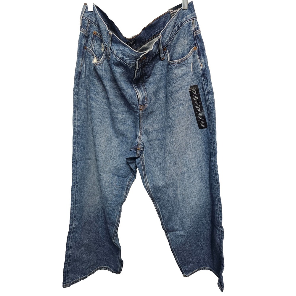 J.Crew 90s Vintage Baggy Jeans Mens 35 Medium Wash Distressed Blue Denim